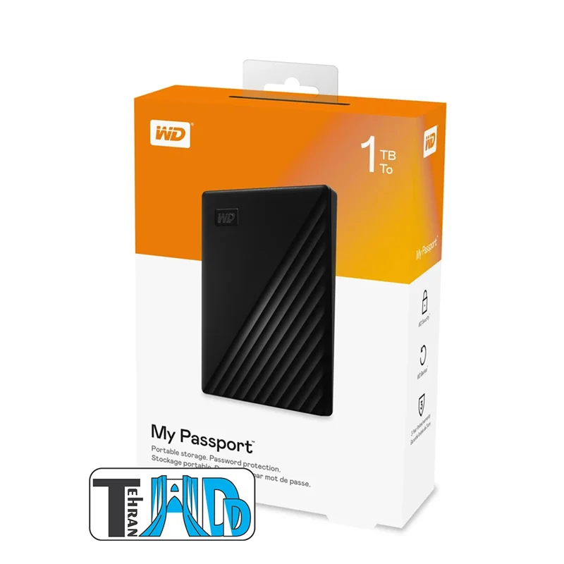 هارد اکسترنال وسترن دیجیتال مدل My Passport ظرفیت 1 ترابایت (گارانتی 24 ماهه سازگار، آواژنگ و حامی)